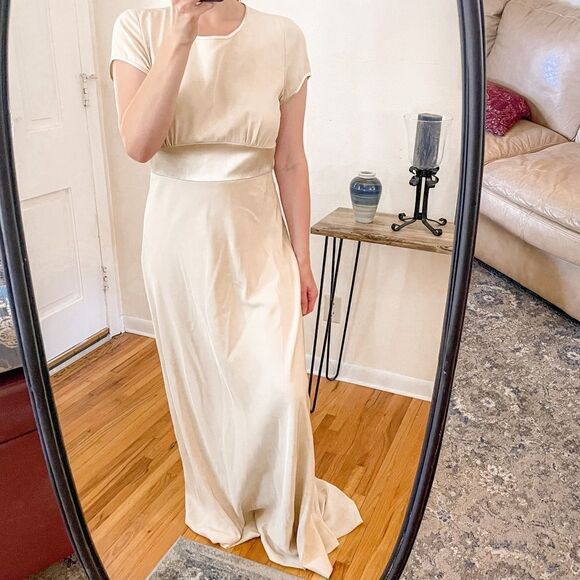 J Crew Champagne Silk Crepe Wedding Gown 12 - Picture 1 of 9